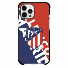 Atletico De Madrid Phone Case For iPhone and Samsung Galaxy Devices - Atletico De Madrid Logo On Blue White Word Art Background