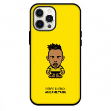 Pierre-Emerick Aubameyang Phone Case For iPhone and Samsung Galaxy Devices - Pierre-Emerick Aubameyang Chibi Art On Yellow Background
