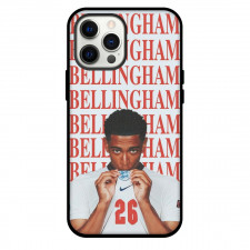 Jude Bellingham Phone Case For iPhone and Samsung Galaxy Devices - Jude Bellingham Portrait On Name Monogram Background