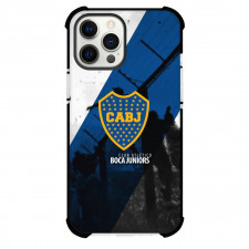 Club Atlético Boca Juniors Phone Case For iPhone and Samsung Galaxy Devices - Club Atlético Boca Juniors Logo Stripe Background