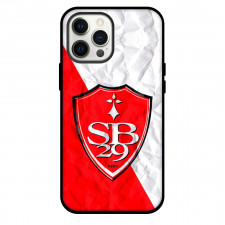 Stade Brestois 29 Phone Case For iPhone and Samsung Galaxy Devices - Stade Brestois 29 Logo On White Red Crinkle Background