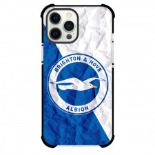 Brighton & Hove Albion F.C. Phone Case For iPhone and Samsung Galaxy Devices - Brighton & Hove Albion F.C. Logo On Blue White Crinkle Background