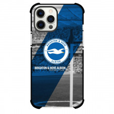 Brighton & Hove Albion F.C. Phone Case For iPhone and Samsung Galaxy Devices - Brighton & Hove Albion F.C. Logo Stripe Background