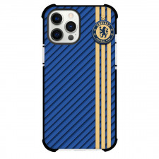 Chelsea F.C. Phone Case For iPhone and Samsung Galaxy Devices - Chelsea F.C. Logo On Blue Stripe Background