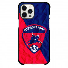 Clermont Foot 63 Phone Case For iPhone and Samsung Galaxy Devices - Clermont Foot 63 Logo On Red Blue Crinkle Background