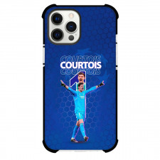 Thibaut Courtois Phone Case For iPhone and Samsung Galaxy Devices - Thibaut Courtois 1 Celebration On Blue Background