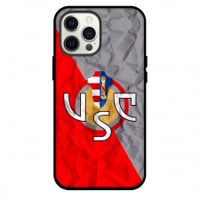 U.S. Cremonese Phone Case For iPhone and Samsung Galaxy Devices - U.S. Cremonese Logo On Red Gray Crinkle Background