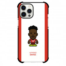 Alphonso Davies Phone Case For iPhone and Samsung Galaxy Devices - Alphonso Davies Chibi Art On White Red Background