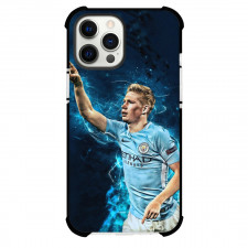 Kevin De Bruyne Phone Case For iPhone and Samsung Galaxy Devices - Kevin De Bruyne Side Portrait Blue Background