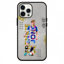 Frenkie De Jong Phone Case For iPhone and Samsung Galaxy Devices - Frenkie De Jong Dribbling Word Art Grey Background