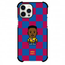 Ansu Fati Phone Case For iPhone and Samsung Galaxy Devices - Ansu Fati Chibi Art On Blue And Red Background