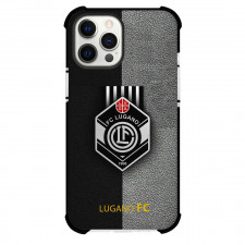 FC Lugano Phone Case For iPhone and Samsung Galaxy Devices - FC Lugano Logo On Black Gray Background