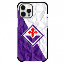 ACF Fiorentina Phone Case For iPhone and Samsung Galaxy Devices - ACF Fiorentina Logo On Purple White Crinkle Background