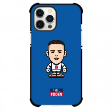 Phil Foden Phone Case For iPhone and Samsung Galaxy Devices - Phil Foden Chibi Art On Blue Background