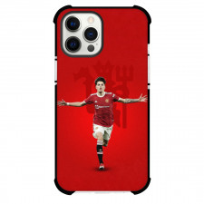 Alejandro Garnacho Phone Case For iPhone and Samsung Galaxy Devices - Alejandro Garnacho Celebrates Red Background