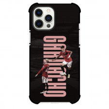 Alejandro Garnacho Phone Case For iPhone and Samsung Galaxy Devices - Alejandro Garnacho Dribbling Word Art Black Background