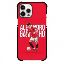 Alejandro Garnacho Phone Case For iPhone and Samsung Galaxy Devices - Alejandro Garnacho Paint Art Manchester United Red Background