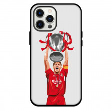 Steven Gerrard Phone Case For iPhone and Samsung Galaxy Devices - Steven Gerrard With Trophy Wpap Pop Art Gray Background