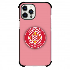 Girona FC Phone Case For iPhone and Samsung Galaxy Devices - Girona FC Logo On Pink Background