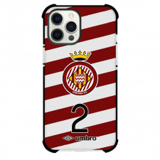 Girona FC Phone Case For iPhone and Samsung Galaxy Devices - Girona FC Logo On White Maroon Stripe Background