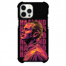 Erling Haaland Phone Case For iPhone and Samsung Galaxy Devices - Erling Haaland Side Portrait Popart On Black Background