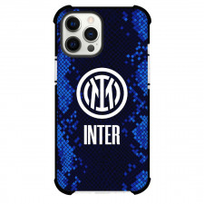 Inter Milan Phone Case For iPhone and Samsung Galaxy Devices - Inter Milan Logo On Blue Black Glitter Background