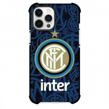 Inter Milan Phone Case For iPhone and Samsung Galaxy Devices - Inter Milan Logo On Blue Pattern Art Background