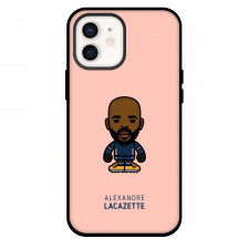 Alexandre Lacazette Phone Case For iPhone and Samsung Galaxy Devices - Alexandre Lacazette Chibi Art On Pink Background