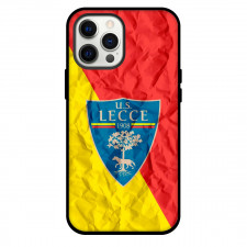 U.S. Lecce Phone Case For iPhone and Samsung Galaxy Devices - U.S. Lecce Logo On Yellow Red Crinkle Background