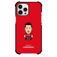 Robert Lewandowski Phone Case For iPhone and Samsung Galaxy Devices - Robert Lewandowski Chibi Art On Red Background