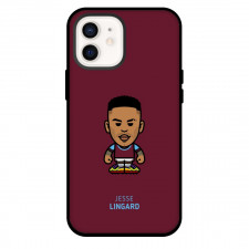 Jesse Lingard Phone Case For iPhone and Samsung Galaxy Devices - Jesse Lingard Chibi Art On Wine Berry Background