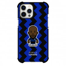 Romelu Lukaku Phone Case For iPhone and Samsung Galaxy Devices - Romelu Lukaku Chibi Art On Blue And Black Background