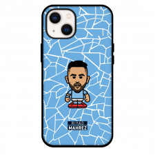 Riyad Mahrez Phone Case For iPhone and Samsung Galaxy Devices - Riyad Mahrez Chibi Art On Blue Background