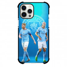 Erling Haaland Kevin De Bruyne Phone Case For iPhone and Samsung Galaxy Devices - Erling Haaland And Kevin De Bruyne Walking Blue Background