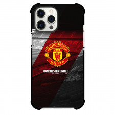 Manchester United F.C. Phone Case For iPhone and Samsung Galaxy Devices - Manchester United F.C. Logo Stripe Background