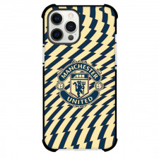Manchester United F.C. Phone Case For iPhone and Samsung Galaxy Devices - Manchester United F.C. Logo On Blue Stripe Background