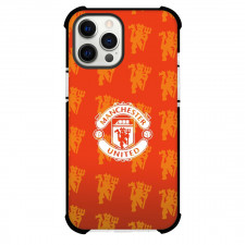 Manchester United F.C. Phone Case For iPhone and Samsung Galaxy Devices - Manchester United F.C. Pattern Art On Orange Background