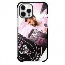 Lionel Messi Phone Case For iPhone and Samsung Galaxy Devices - Lionel Messi Inter Miami Pink Background