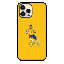 Neymar Jr Phone Case For iPhone and Samsung Galaxy Devices - Neymar Jr Dribbling Illustration On Yellow Background