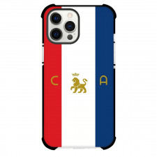 CA Osasuna Phone Case For iPhone and Samsung Galaxy Devices - CA Osasuna Logo On Red White And Blue Stripe Background