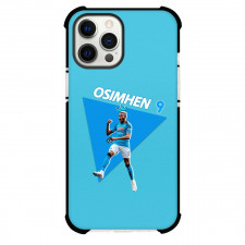 Victor Osimhen Phone Case For iPhone and Samsung Galaxy Devices - Victor Osimhen 9 King Celebration Blue Background