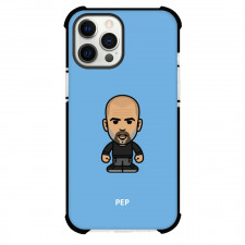 Pep Guardiola Phone Case For iPhone and Samsung Galaxy Devices - Pep Guardiola Chibi Art On Blue Background