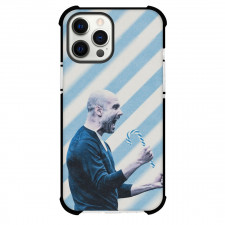 Pep Guardiola Phone Case For iPhone and Samsung Galaxy Devices - Pep Guardiola Shouting Blue Stripe Background
