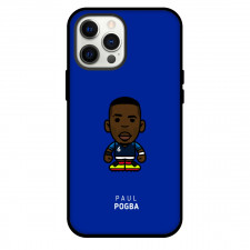 Paul Pogba Phone Case For iPhone and Samsung Galaxy Devices - Paul Pogba Chibi Art On Blue Background