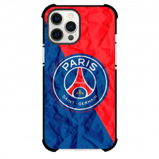PSG Paris Saint Germain Phone Case For iPhone and Samsung Galaxy Devices - PSG Paris Saint Germain Logo On Blue Red Crinkle Background