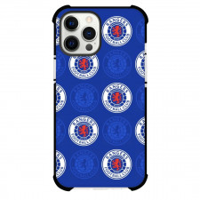 Rangers F.C. Phone Case For iPhone and Samsung Galaxy Devices - Rangers F.C. Logo Pattern Art On Blue Background