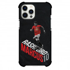 Marcus Rashford Phone Case For iPhone and Samsung Galaxy Devices - Marcus Rashford Dribbling Word Art Black Background