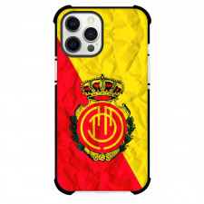 RCD Mallorca Phone Case For iPhone and Samsung Galaxy Devices - RCD Mallorca Logo On Red Yellow Crinkle Background