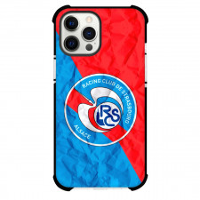 RC Strasbourg Alsace Phone Case For iPhone and Samsung Galaxy Devices - RC Strasbourg Alsace Blue Red On Crinkle Background