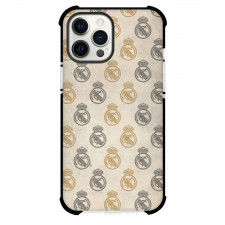 Real Madrid CF Phone Case For iPhone and Samsung Galaxy Devices - Real Madrid CF Logo Pattern Art On Bege Background